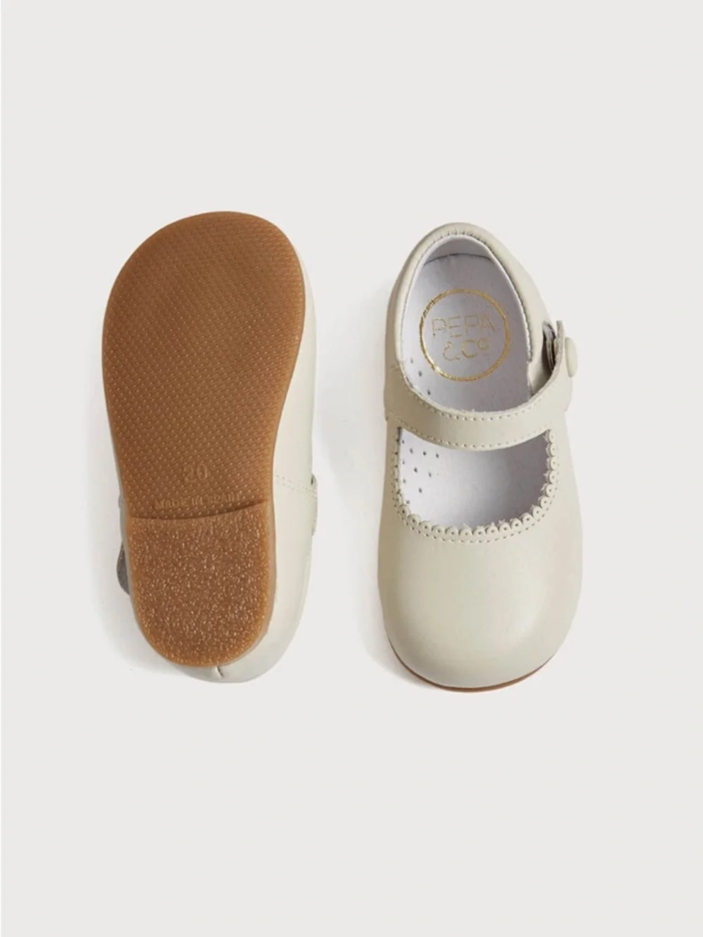 Peppa London Ivory Mary Jane Leather Baby Shoes Size 23 EU US 7 NWOT